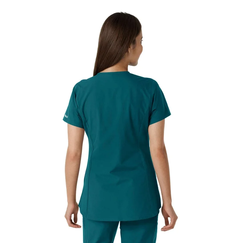 Women's Force Essentials Notch Neck Tunic Knit Panel Scrub Top