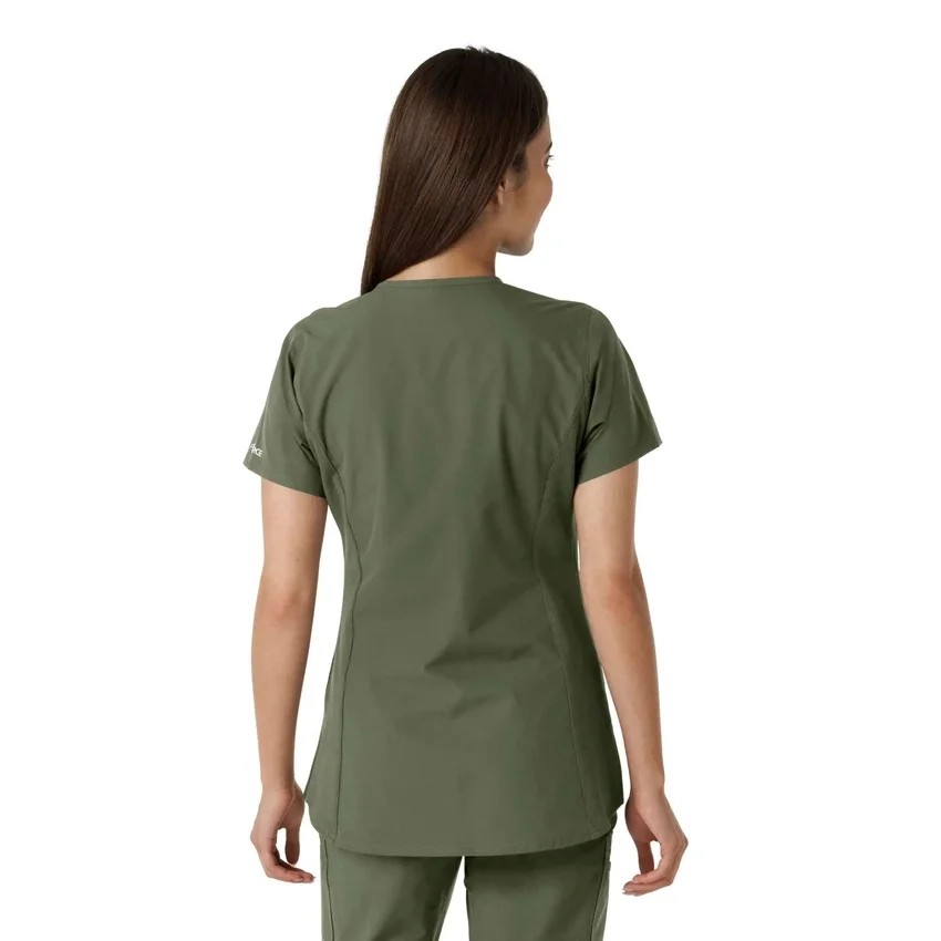 Women's Force Essentials Notch Neck Tunic Knit Panel Scrub Top