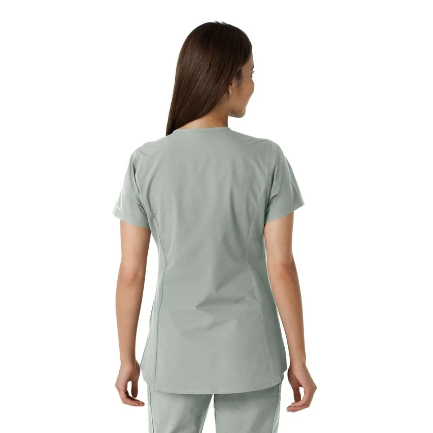 Women's Force Essentials Notch Neck Tunic Knit Panel Scrub Top