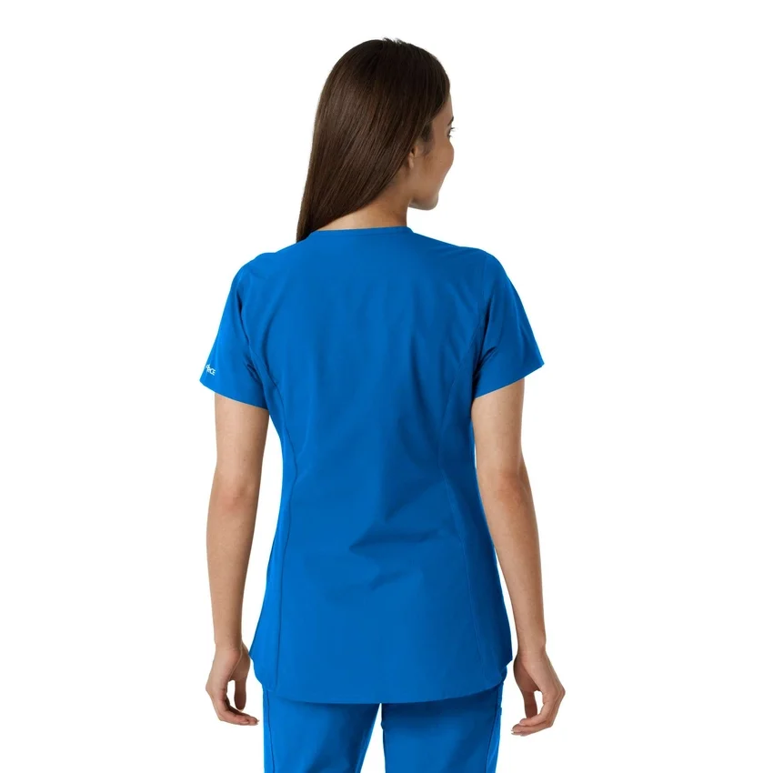 Women's Force Essentials Notch Neck Tunic Knit Panel Scrub Top