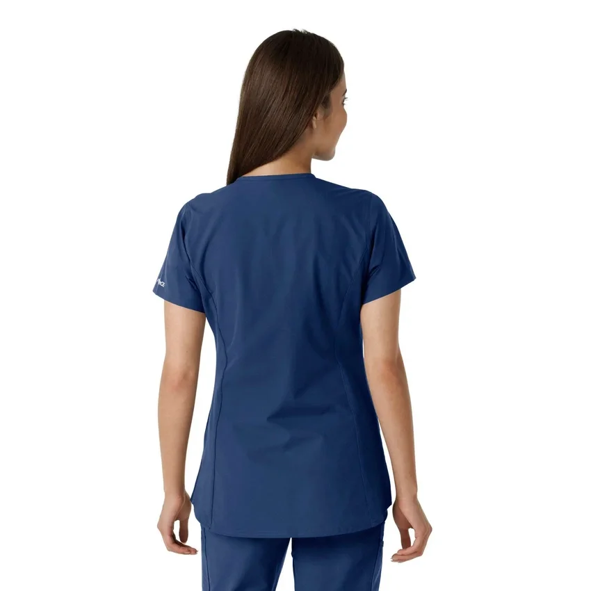 Women's Force Essentials Notch Neck Tunic Knit Panel Scrub Top