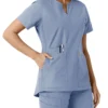 Women's Force Essentials Notch Neck Tunic Knit Panel Scrub Top