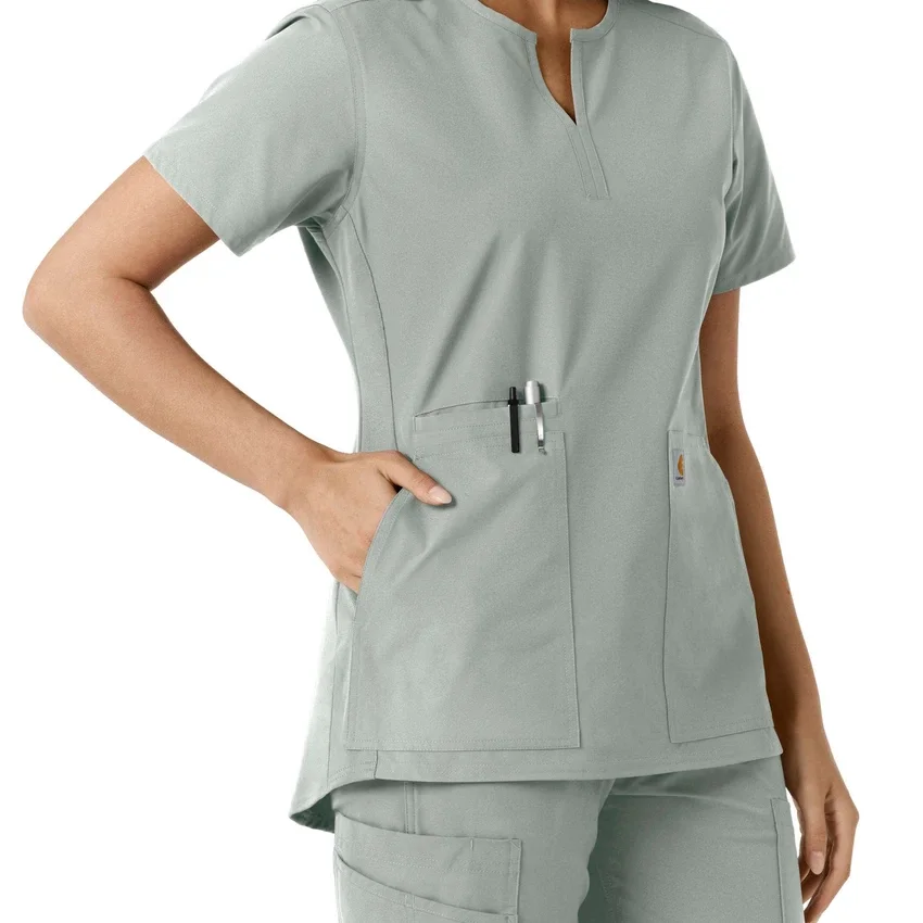 Women's Force Essentials Notch Neck Tunic Knit Panel Scrub Top