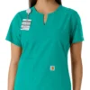 Women's Force Essentials Notch Neck Tunic Knit Panel Scrub Top