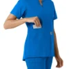 Women's Force Essentials Notch Neck Tunic Knit Panel Scrub Top
