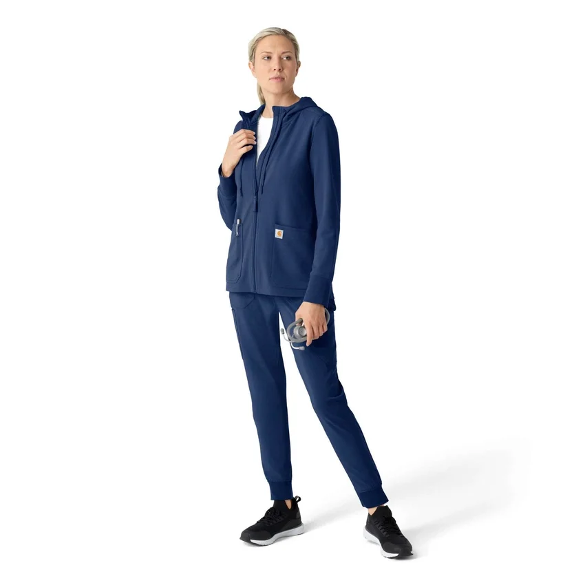 Women's Full Zip Waffle Scrub Hoodie