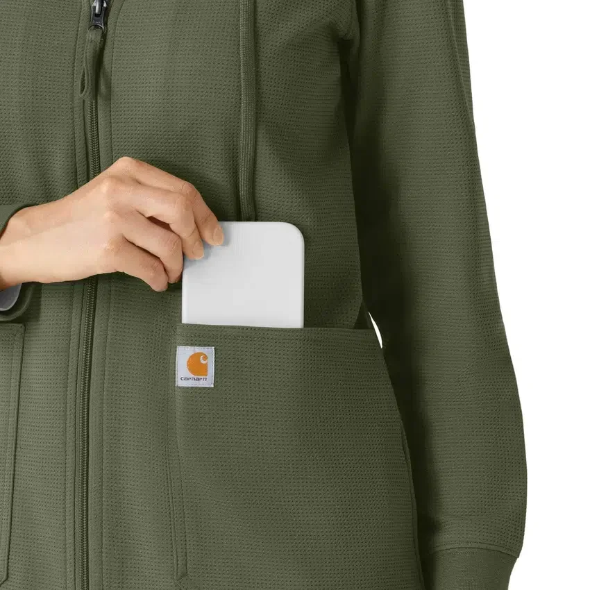 Women's Full Zip Waffle Scrub Hoodie