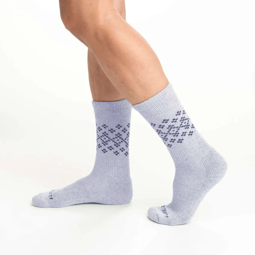 Women's Midweight Synthetic-Wool Blend Fairisle Crew Sock 2-Pack