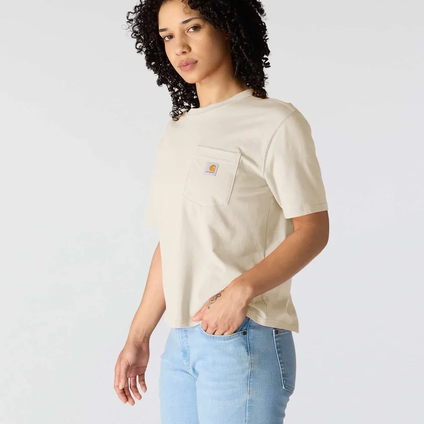 Women's Tencel Loose Fit Lightweight Crewneck Pocket T-Shirt