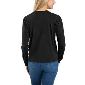 Women’s Tencel Loose Fit Long Sleeve Crewneck Pocket T-Shirt
