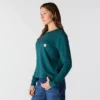 Women's Tencel Loose Fit Long Sleeve Crewneck Pocket T-Shirt
